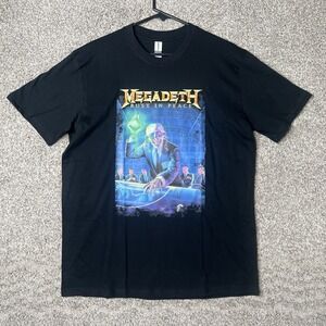 Megadeth Rust In Peace T-Shirt Mens Large Black Heavy Metal Band Cotton Tee‎